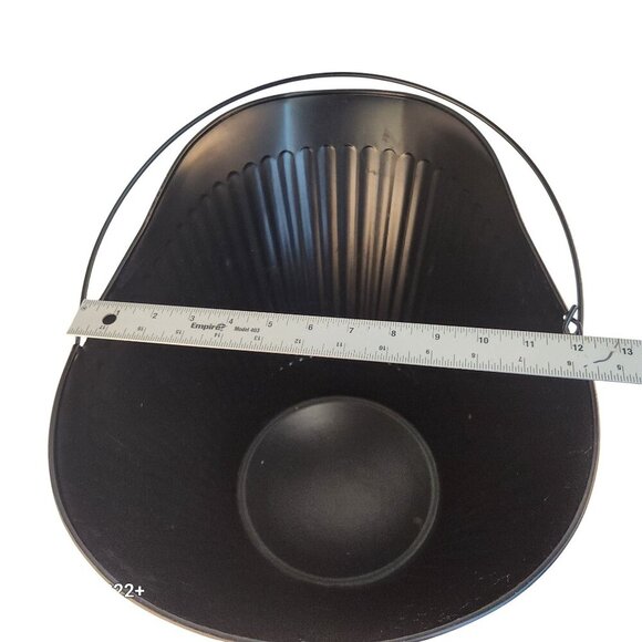 Black Wood Stove Ash Bucket Coal Container Ribbed Metal Bucket With Handle Decor - Picture 3 of 8